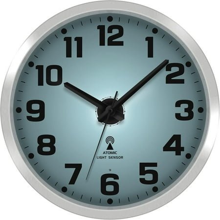 Atomic Clock with Night Light - Silent Luminous Wall Clock, Luminous, Battery Powered, Automatic Daylight Saving Time