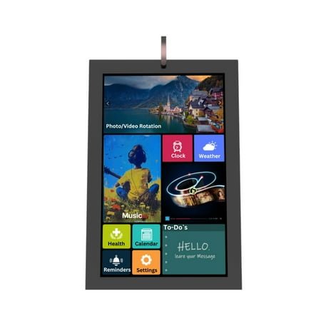 Azpen LifeHub 9-in-1 Smart Digital Calendar Clock with Bluetooth Speakers, Photo Frame, Reminders, Weather, Health, To-Do, and App Sync – Ideal for Seniors, Home & Office