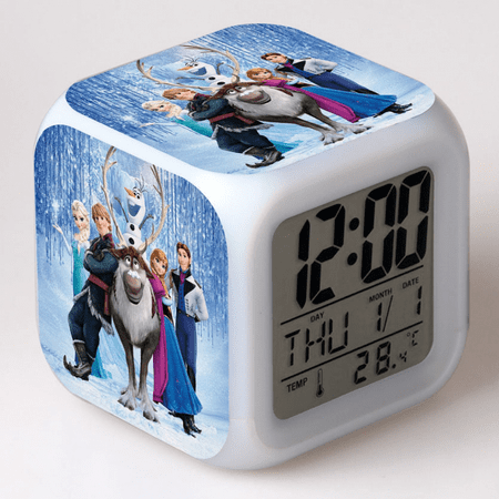 BAIZOHAI LED Alarm Clock Frozen Pattern Creative Desk Table Clock Glowing Electronic Colorful Digital Clock for Unisex Adults Girl Boy Kids Children Toy Birthday Present Gift DSN529-523