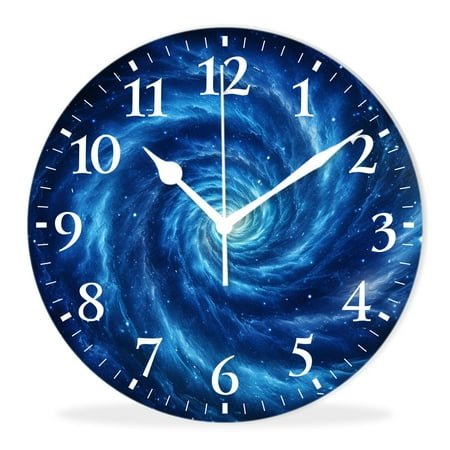 Battery Operated Quartz Wall Clocks Non-Ticking Quiet Analog Clock Decorative Indoor Bedroom-Galaxy Nebula Universe Starry Space Painting(12inch)