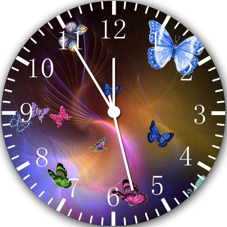 Beautiful Butterfly Frameless Borderless Wall Clock Nice For Gifts or Decor Y112