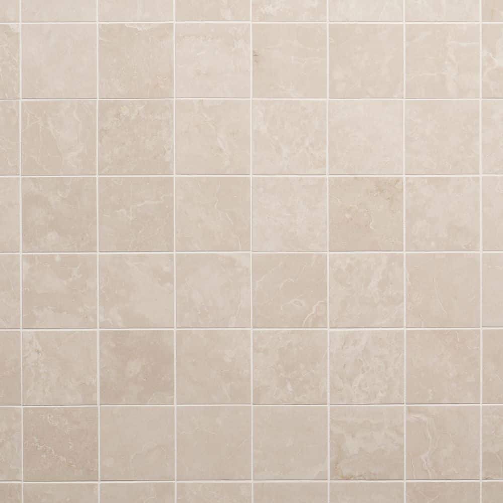 Botticino Extra Light Beige 12 in. x 12 in. Honed Marble Mosaic...