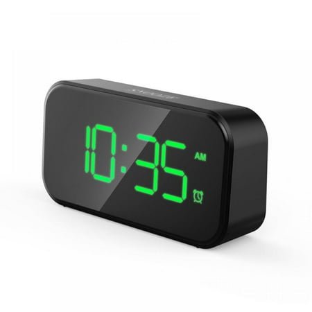Bullpiano Desk Digital Alarm Clock, Large Numbers Green 5 LED Display, with USB Port for Charging, 6 Levels Of Brightness, Snooze , Adjustable Alarm Volume, Small Bedside Clocks.