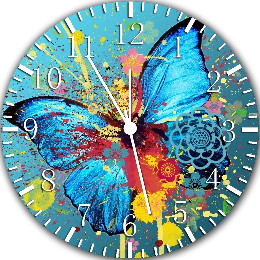 Butterfly Frameless Borderless Wall Clock Nice For Gifts or Decor Y127