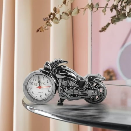 CATIEBYE 1Set Motorcycle Alarm Clock for Home Furnishing and Daily Use with Black Gold Color