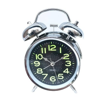 CCOCC Alarm Clock,Calm Sweep Metal Clock for Bedroom,Ambient Nightlight Table Clock with Loud Bell Alarm
