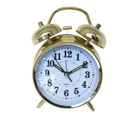 CCOCC Alarm Clock,Ultra-Quiet Sweeping Metal Clock for Bedroom,Subtle Nightlight Table Clock with Crisp Bell