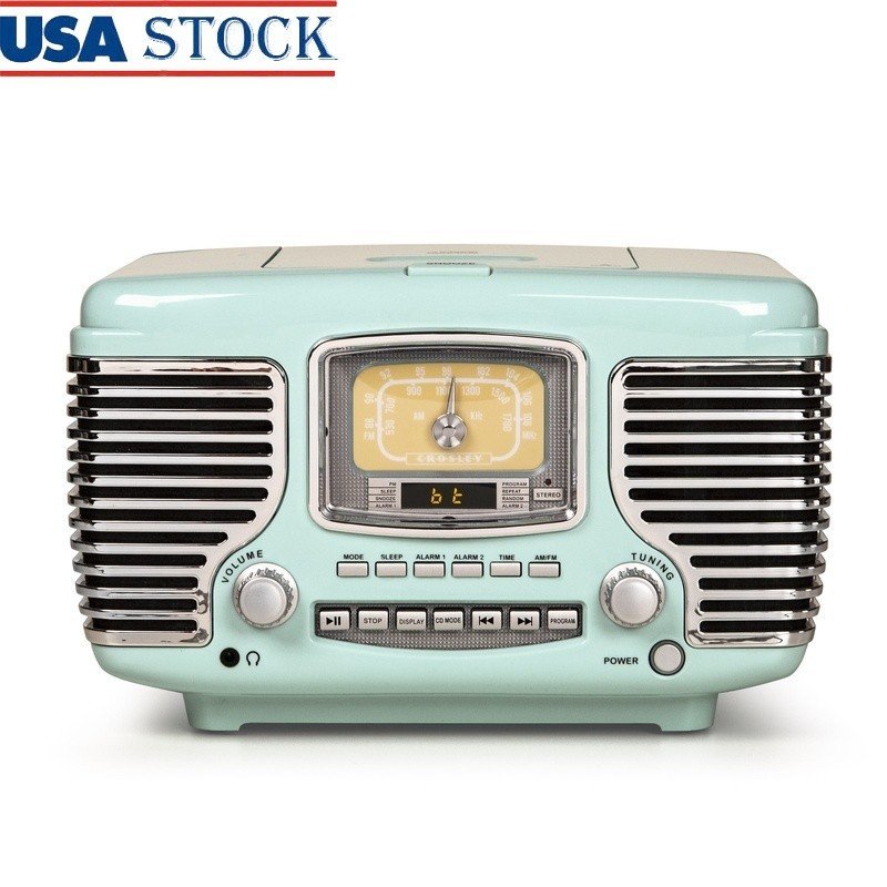 CD Player Alarm Clock Bluetooth Stereo AM FM Radio Built-in Speakers Dual Alarms