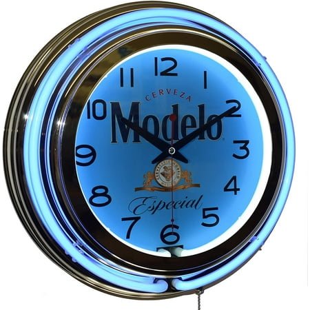 cerveza modelo especial beer logo 15 blue double neon clock man cave pub decor