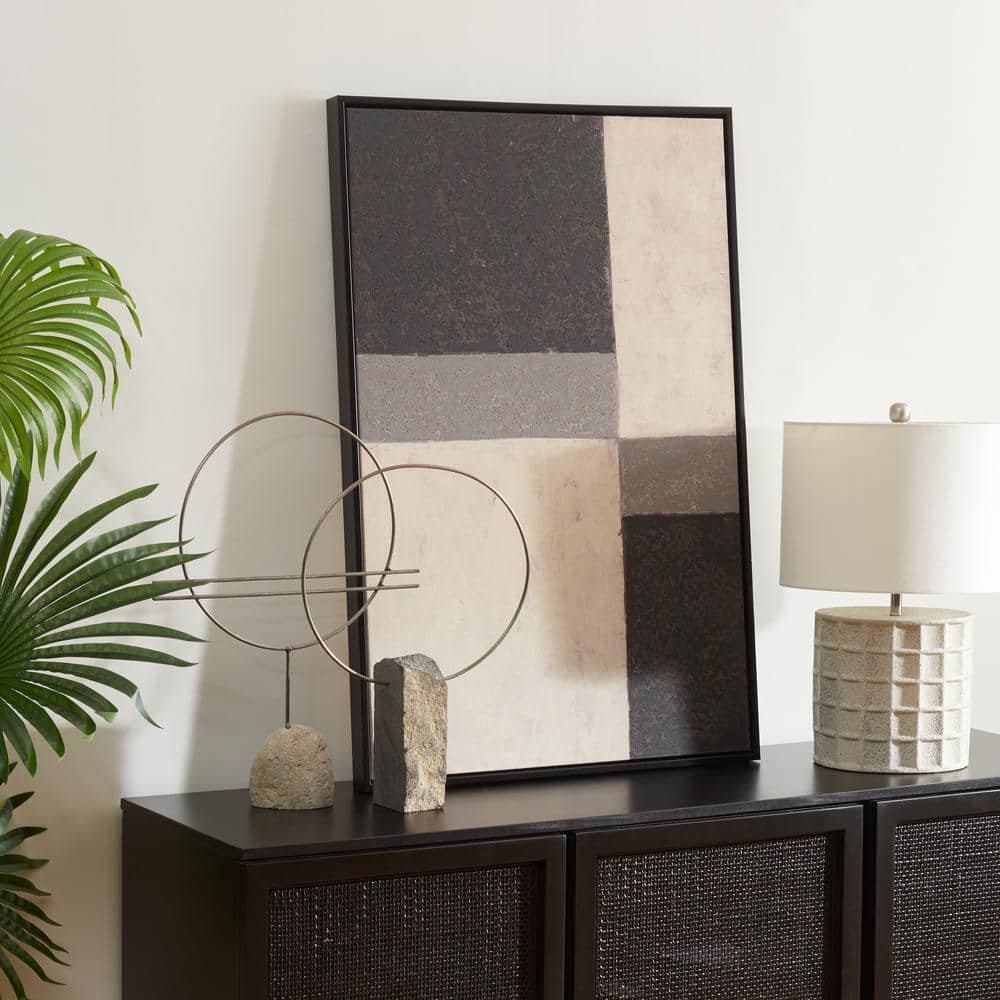 Check Mate Framed Mixed Media Abstract Wall Art 36 in. x 24...