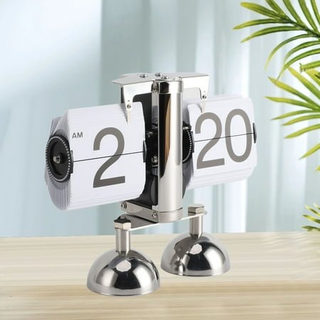 Classic Mechanical Flip Desk Clock, 12 Hour Display, Retro Style For Living Room Office