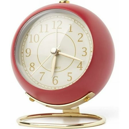Clock with Night Illumination Trendy Vintage Design, Battery Operated Large Digital Display for Bedroom Living Room Kitchen Office Classroom (White)