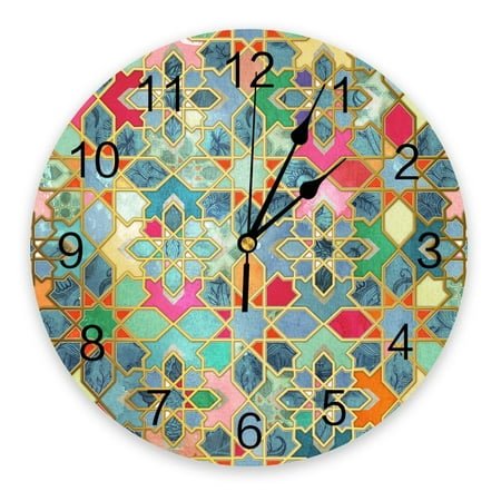 Colorful Moroccan PVC Wall Clock Living Room Decoration Wall Clock Modern Design Home Decore Wall Digital Clock（10 Inch）
