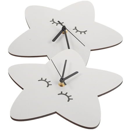 COOPHYA 2Pcs Elegant Wall Clock Silent Non-ticking Accurate Time Nordic Style Star-shaped Pentagram Home Decor