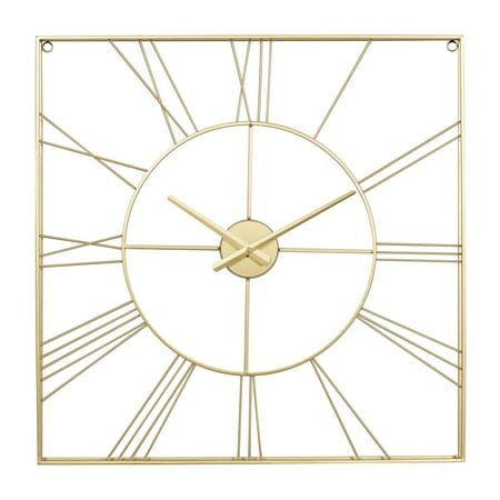 CosmoLiving by Cosmopolitan 24 Gold Metal Open Frame Square Wire Wall Clock