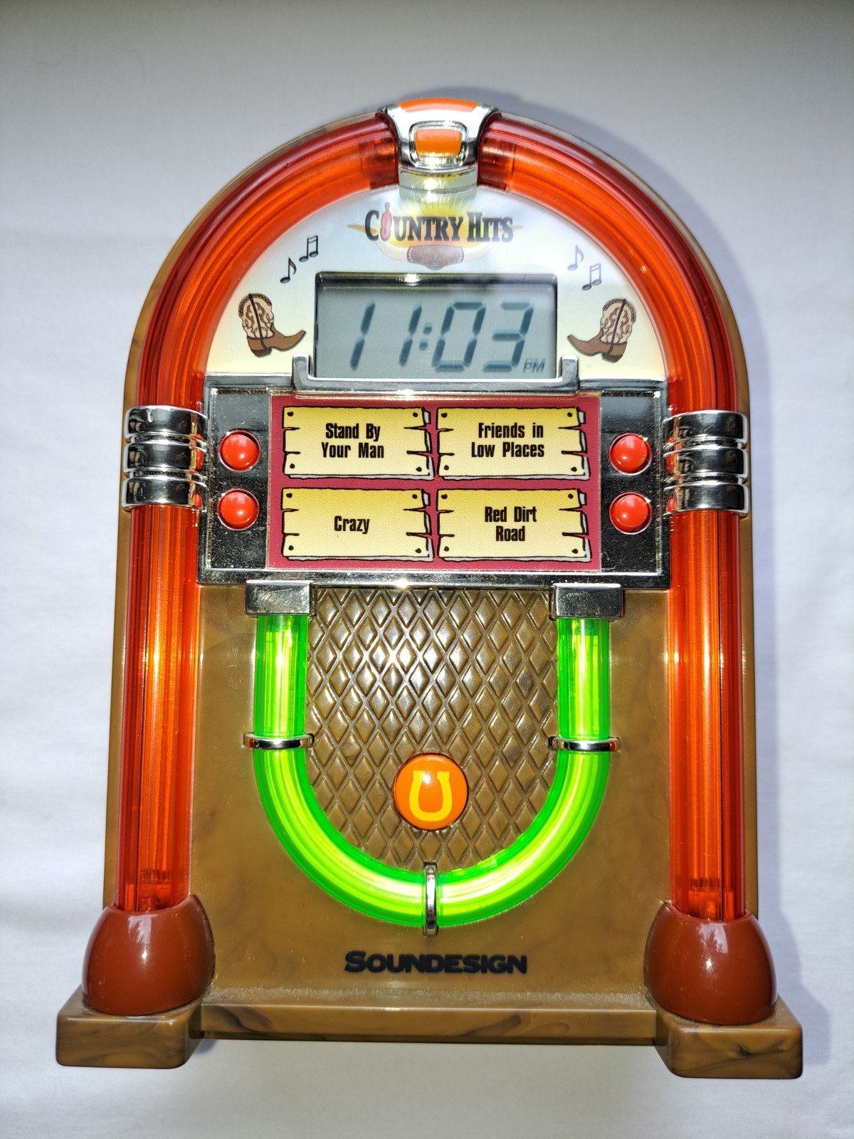 Country Hits Jukebox Alarm Clock by Soundesign - Plays 4 Songs & Lights Up