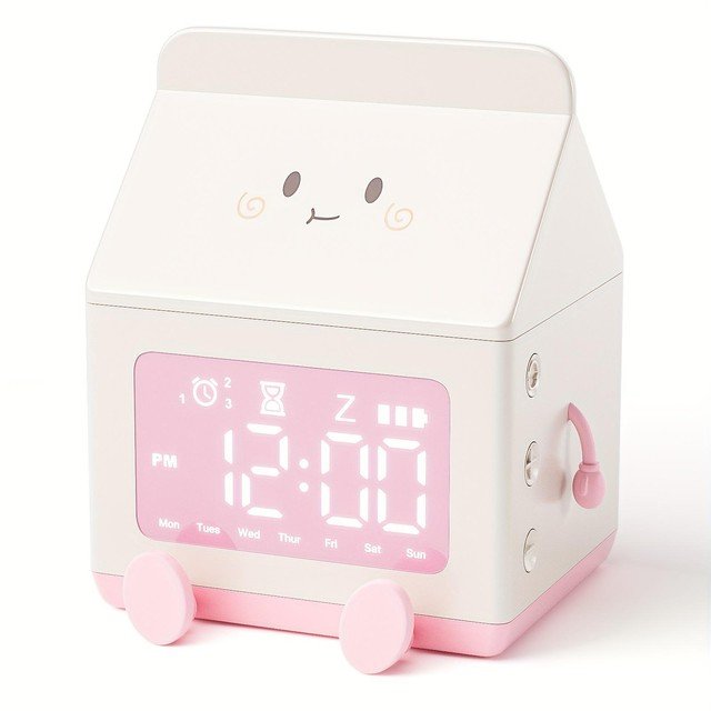 Cute Milk Box Digital Alarm Clock Date Display Mini Countdown ABS Small Decor
