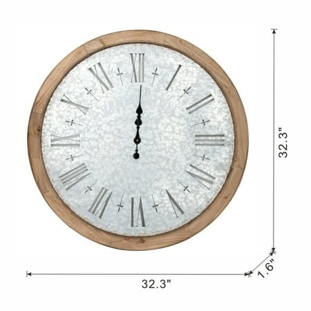 D32.3 Grant Oversized Wall Clock with Fir Wood Frame