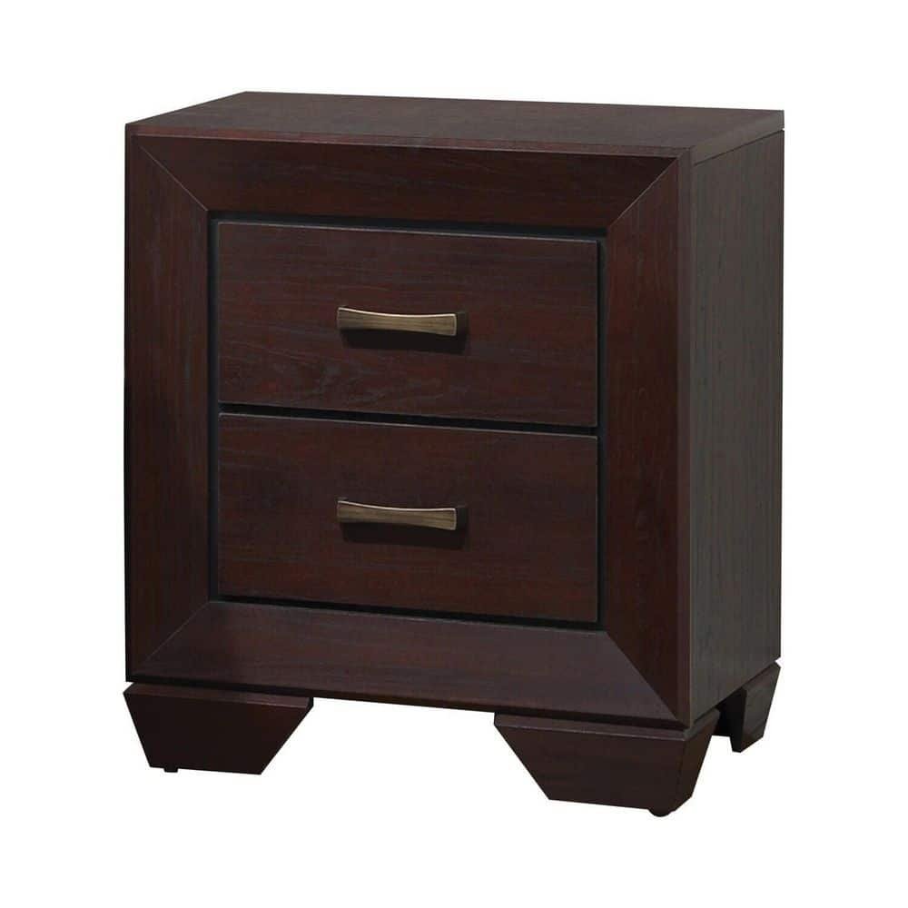 Dark Cocoa Brown 2 Drawer 23.5 in. W Nightstand with Sturdy Hardware...