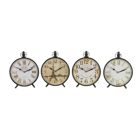 DecMode 12 Black Metal Ring Top Clock, Set of 4