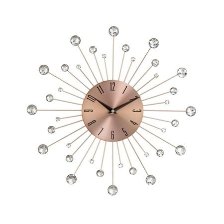 DecMode 15 Copper Metal Starburst Wall Clock with Crystal Accents