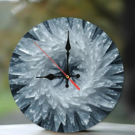 Decorative Glass Sculpture Modern Art Home Decor 10-Inch Silent Wooden Wall Clock, Battery Operated (AA Batteries Not Included), Artistic Home Decor