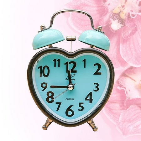 DECORNIJIA 1PC Heart Shape Clock Glass Alarm for Children Home Decor Bedroom Use