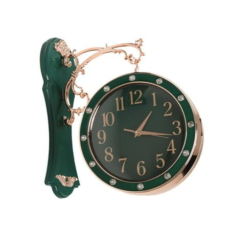 deevoka Double Side Wall Clock Hanging Station Clock for Indoor Outdoor green