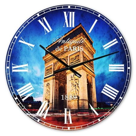 Designart 'Arch of Triumph in Paris' French Country wall clock