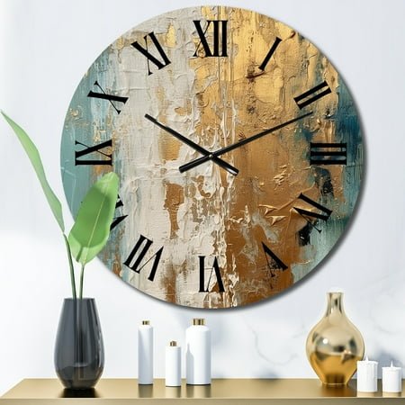 Designart Daydreams with a Touch of Gold VII Minimalism Oversized Wall Clock