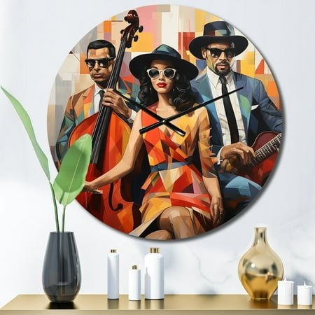 Designart Mid Century Retro flow Jazz Mid-century Oversized Wall Clock