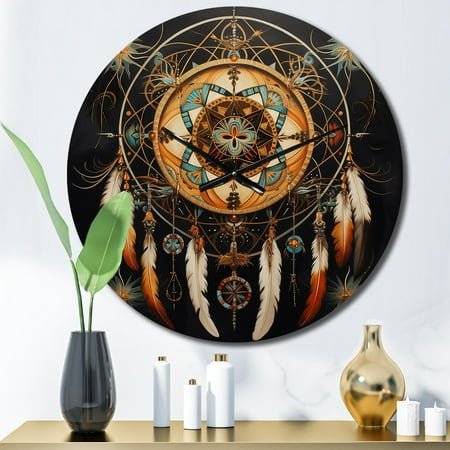 Designart Symbolic Journey Dream Catcher painting I Landscapes Oversized Wall Clock