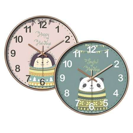 DESIGNICE 2Pcs Wall Clock,Accurate Time Modern Wall Clock,Easy Reading Bathroom Clock,Combination Style1,10In