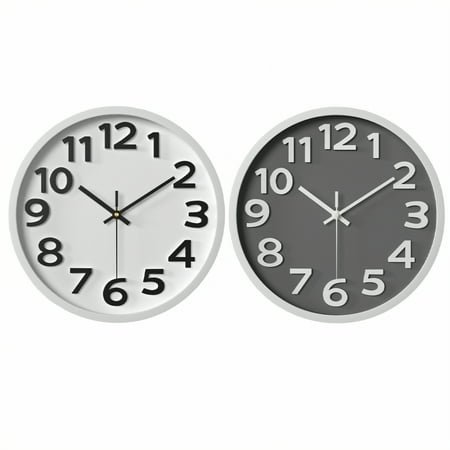 DESIGNICE 2Pcs Wall Clock,Elegant Frame Modern Wall Clock,Precise Timekeeping Bathroom Clock,Combination Style1,12In