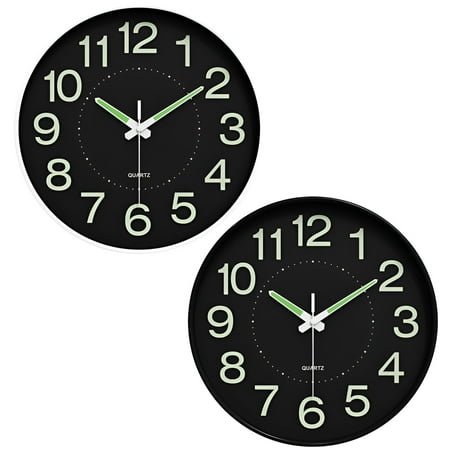 DESIGNICE 2Pcs Wall Clock,Fashion Time Modern Wall Clock,Silent Ticking Bathroom Clock,Combination Style1,12In