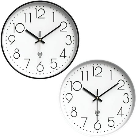 DESIGNICE 2Pcs Wall Clock,Silent Operation Modern Wall Clock,Fashion Look Bathroom Clock,Combination Style1,12In