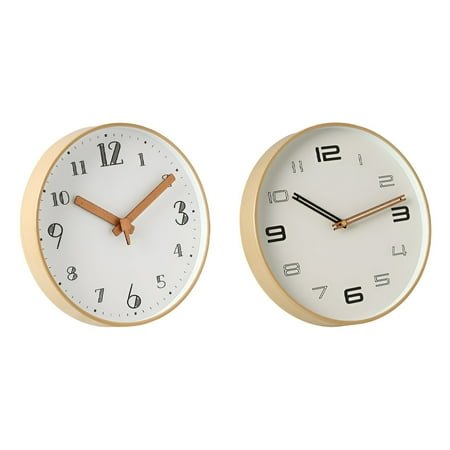 DESIGNICE 2Pcs Wall Clock,Wooden Texture Modern Wall Clock,Gentle Brilliance Bathroom Clock,Combination Style1,8&12In