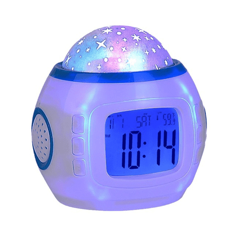 DESIGNICE Alarm Clock Seven Color Lights Alarm Clock for Kids Starry Sky Effect Kids Alarm Clock LED