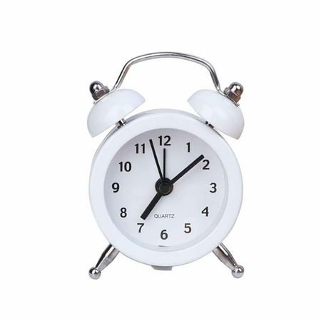 Designice Mini Round Alarm Clock Desktop Table Bedside Clocks Kids Adults Travel Clock Decor