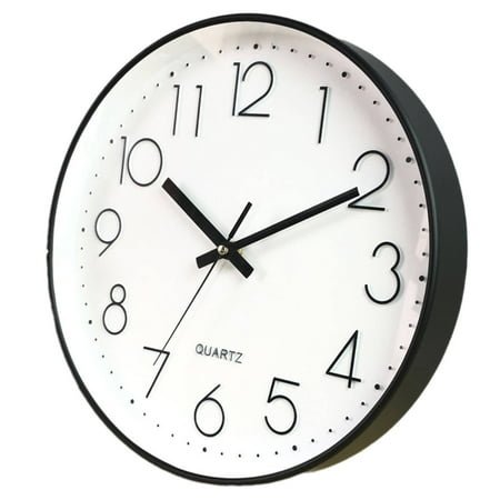 DESIGNICE Wall Clock,Clear Mirror Surface Wall Clocks Battery Operated,Metallic Painted Hands Large Wall Clock,10,Black & White