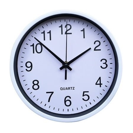 DESIGNICE Wall Clock,Silent Sweep Movement Small Wall Clock,Eco-Friendly Wide Metal Frame Bathroom Clock,8,White