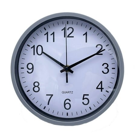 DESIGNICE Wall Clock,Silent Sweep Movement Small Wall Clock,Eco-Friendly Wide Metal Frame Bathroom Clock,8,Gray