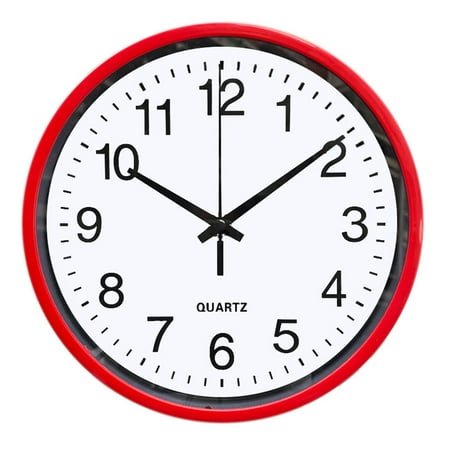 DESIGNICE Wall Clock,Silent Sweep Movement Small Wall Clock,Eco-Friendly Wide Metal Frame Bathroom Clock,8,Red