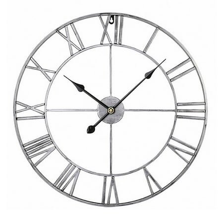 DESIGNICE Wall Clock,Vintage Roman Numerals Bathroom Clock,Iron Craft Silent Quartz Mechanism Wall Clocks Battery Operated,Style2