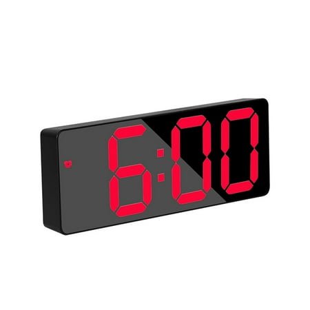Digital Alarm Clock with Large Display, Smart Desk Clock for Bedrooms, Temperature, Date, Snooze Function, Dimmable, 12/24Hr, USB or Battery Powered, Red