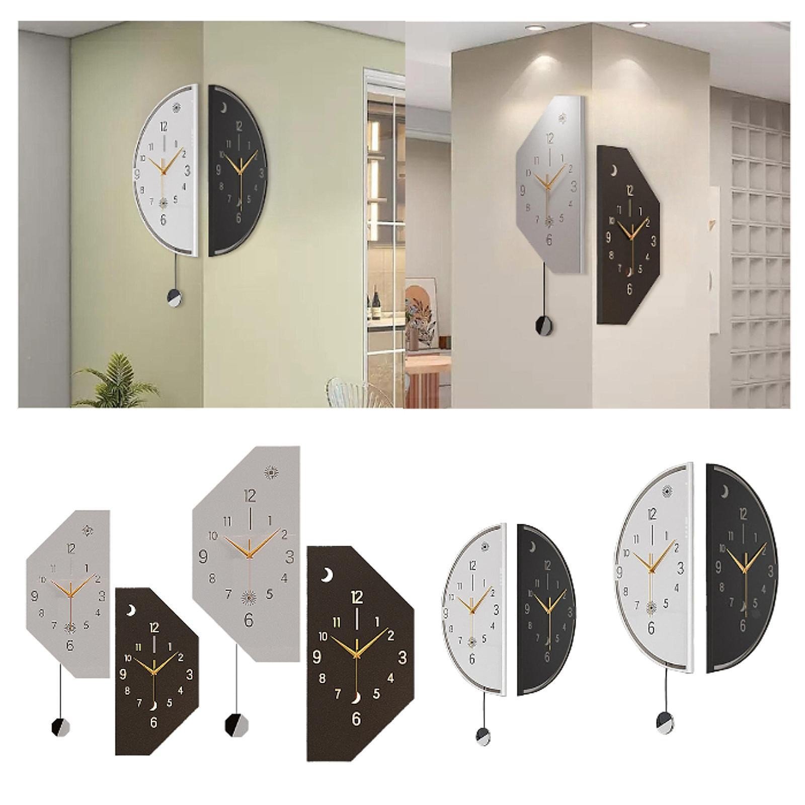 Double Sided Corner Wall Clock Decorative Clock Stylish Simple with Pendulum