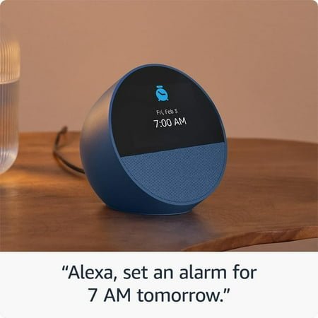 Echo Spot (newest model), Great for nightstands, offices and kitchens, Smart alarm clock with Alexa, Black