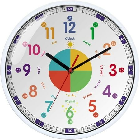 EIKODO-Wall Clock for Kids with Silent Non Ticking Sweep Quartz Mechanism - Easy to Read & Learn to Tell Time,Quiet Child Wall Clock Perfect for Parents and Teachers, Kids Bedroom or Classroom