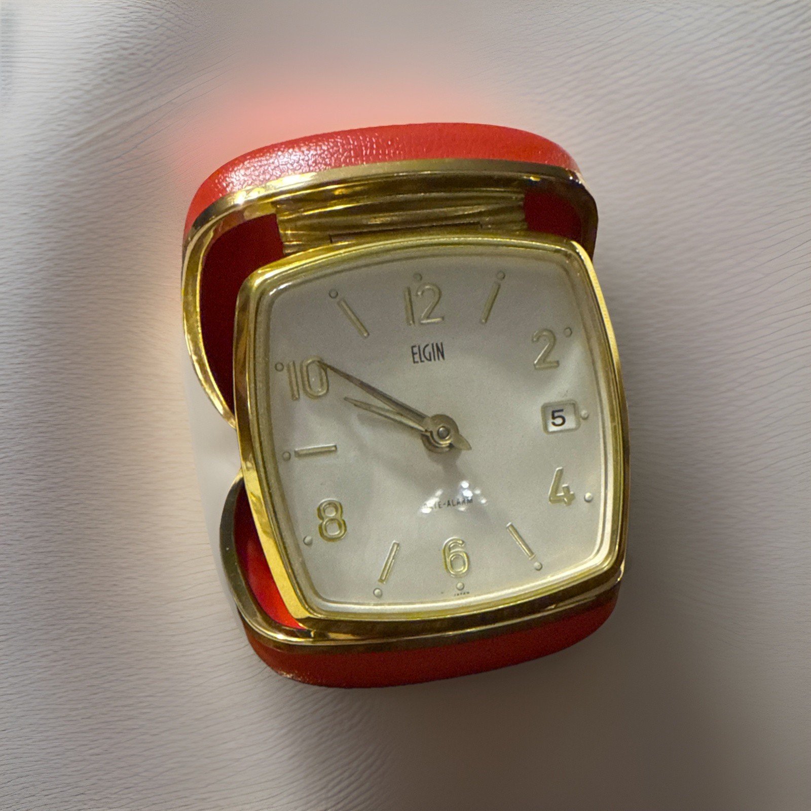 Elgin Red Alarm/ Desk Clock (R4A/JSF6) Windup Germany, It Works!! Vintage