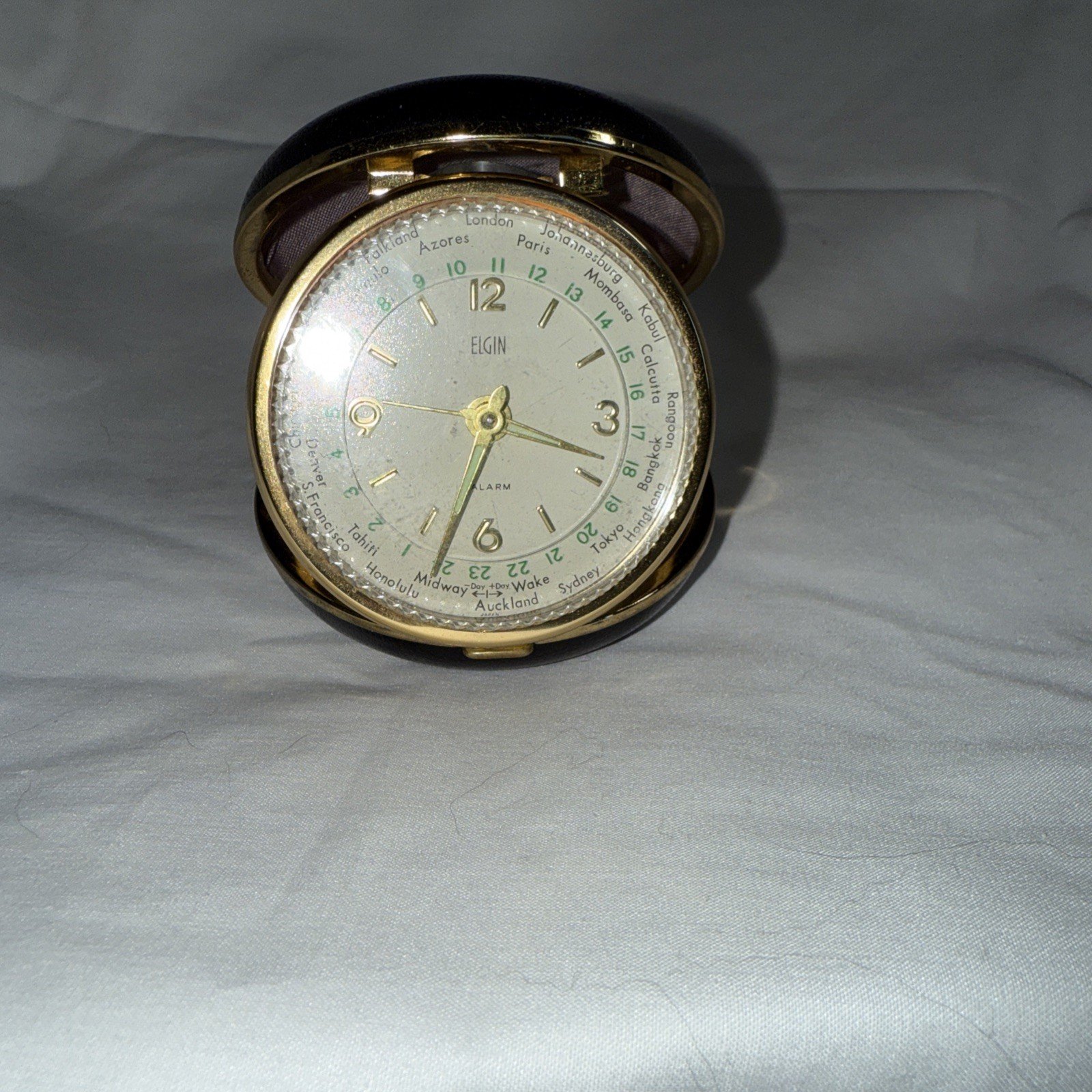 Elgin World Time Travel Alarm Clock For Parts Or Repair